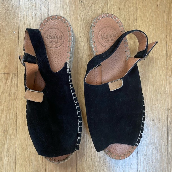 ALOHAS Suede leather platform espadrille sandals - Picture 2 of 4